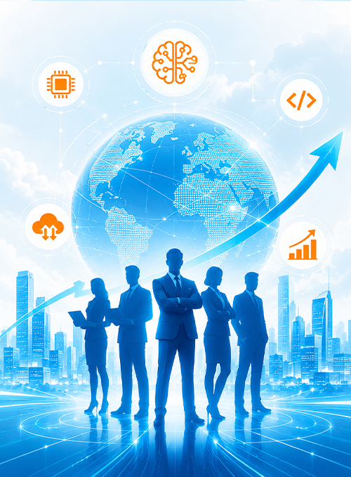 Modern IT team working in a collaborative office